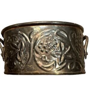 Vintage Oval Brass Container with Handles 3" x 4"